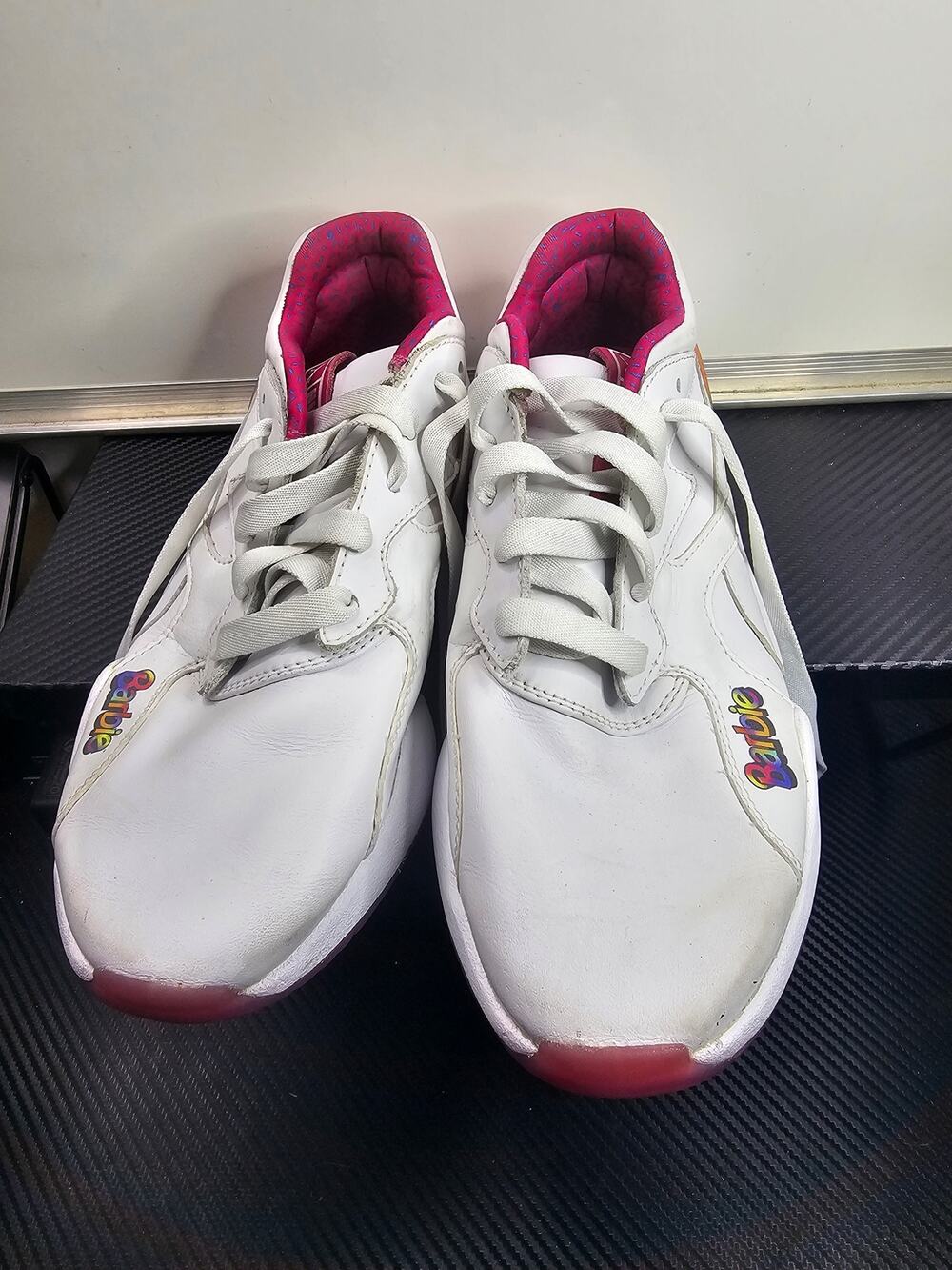 PUMA Barbie Nova Women's White Pink Multicolor Athletic Sneakers Lace Up sz 7.5
